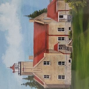 3 Lighthouse Wood Framed Art Watercolors by Kevin Smith